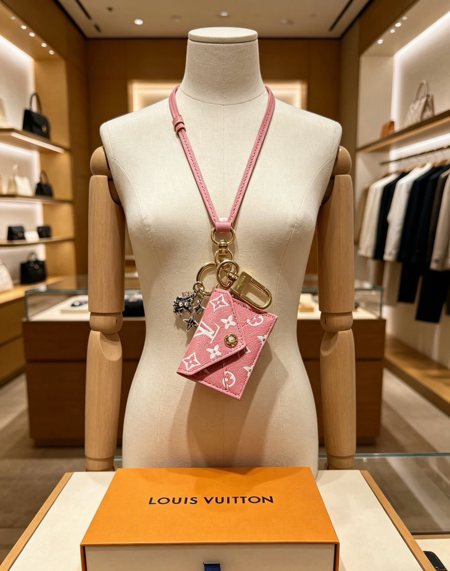 Louis Vuitton Pink Monogram Envelope Keychain